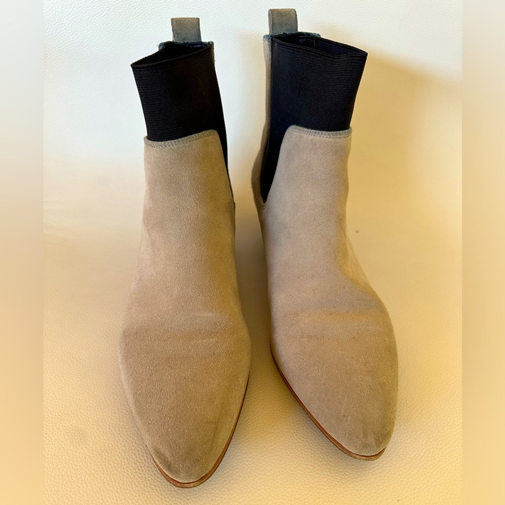 Light grey suede ankle boots